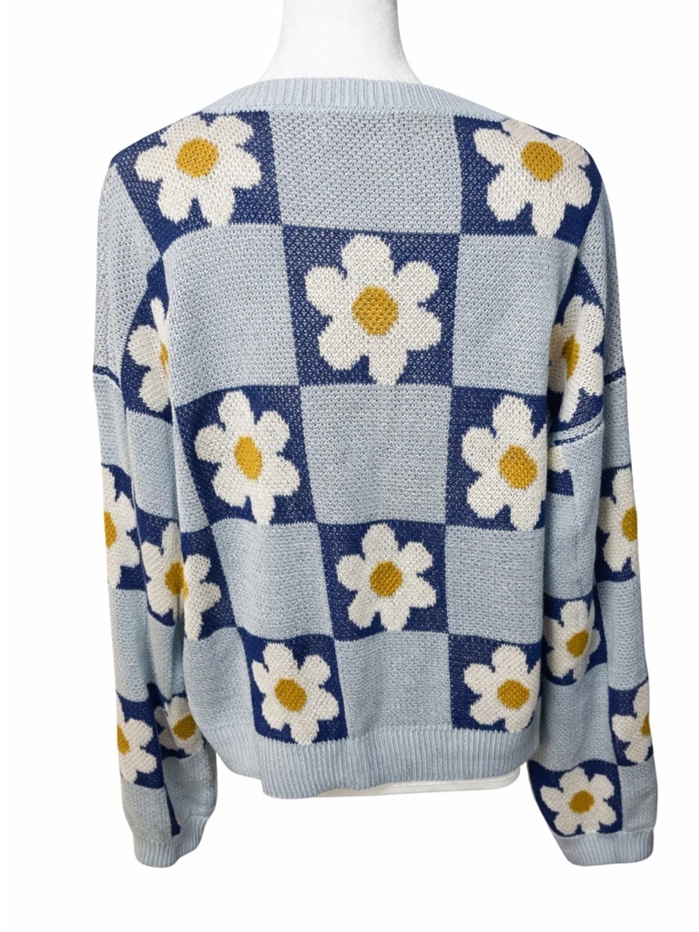 By Together Light Blue Floral Check Knit Sweater - Women's - Picture 2 of 2